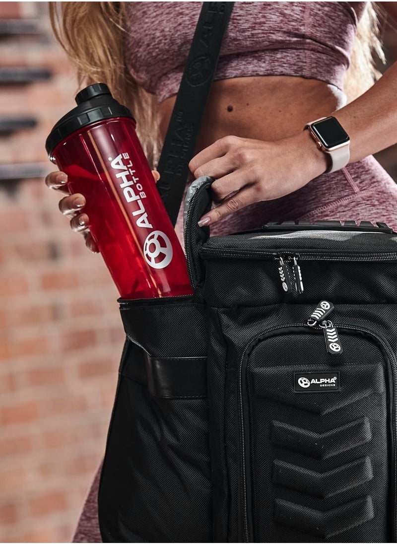 Alpha - Protein Shaker Bottle | 750mlGym Cup | for Protein Powder Shakes & Sports Supplements | Pre Workout Mixer | BPA Free | 0.75L | red - Image 1