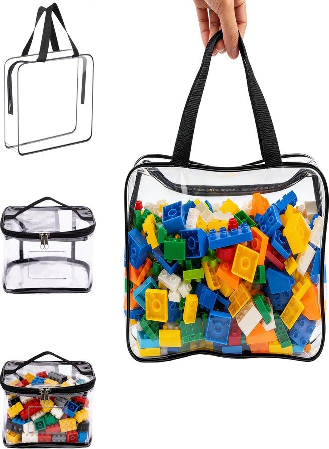 Yunaeduo Clear Toy Storage Bags with Zipper, Waterproof Reusable PVC Organizer Pouches for Lego, Building Blocks, Puzzles, Board Games, Kids Toys, Large Capacity - Image 1