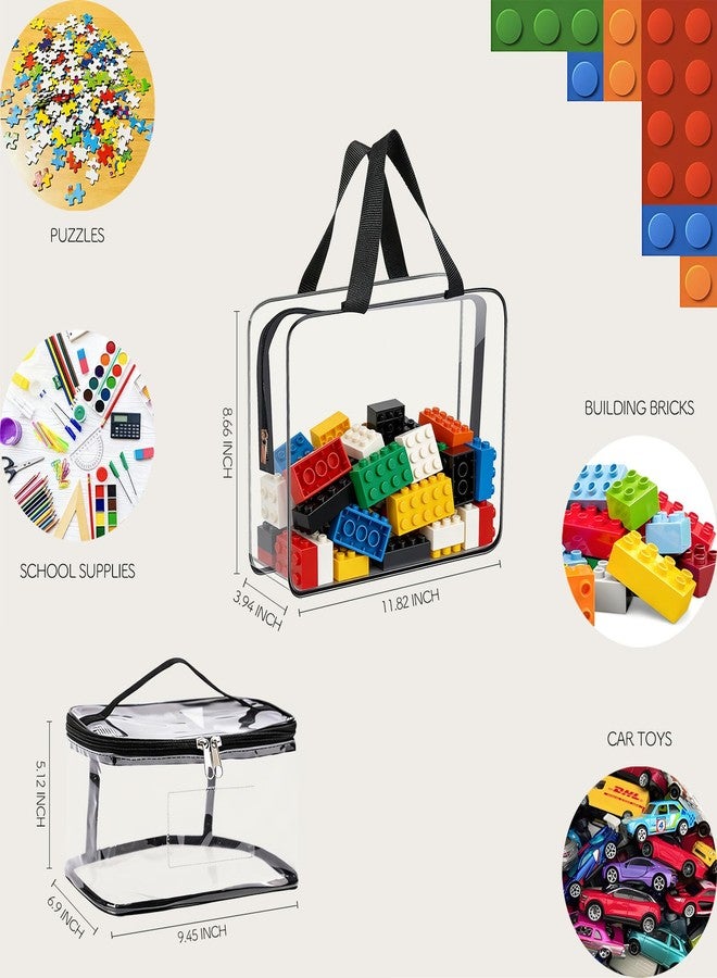 Yunaeduo Clear Toy Storage Bags with Zipper, Waterproof Reusable PVC Organizer Pouches for Lego, Building Blocks, Puzzles, Board Games, Kids Toys, Large Capacity - Image 2