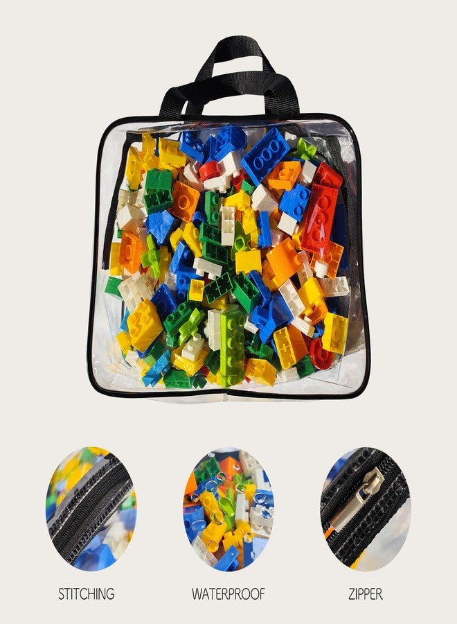 Yunaeduo Clear Toy Storage Bags with Zipper, Waterproof Reusable PVC Organizer Pouches for Lego, Building Blocks, Puzzles, Board Games, Kids Toys, Large Capacity - Image 3