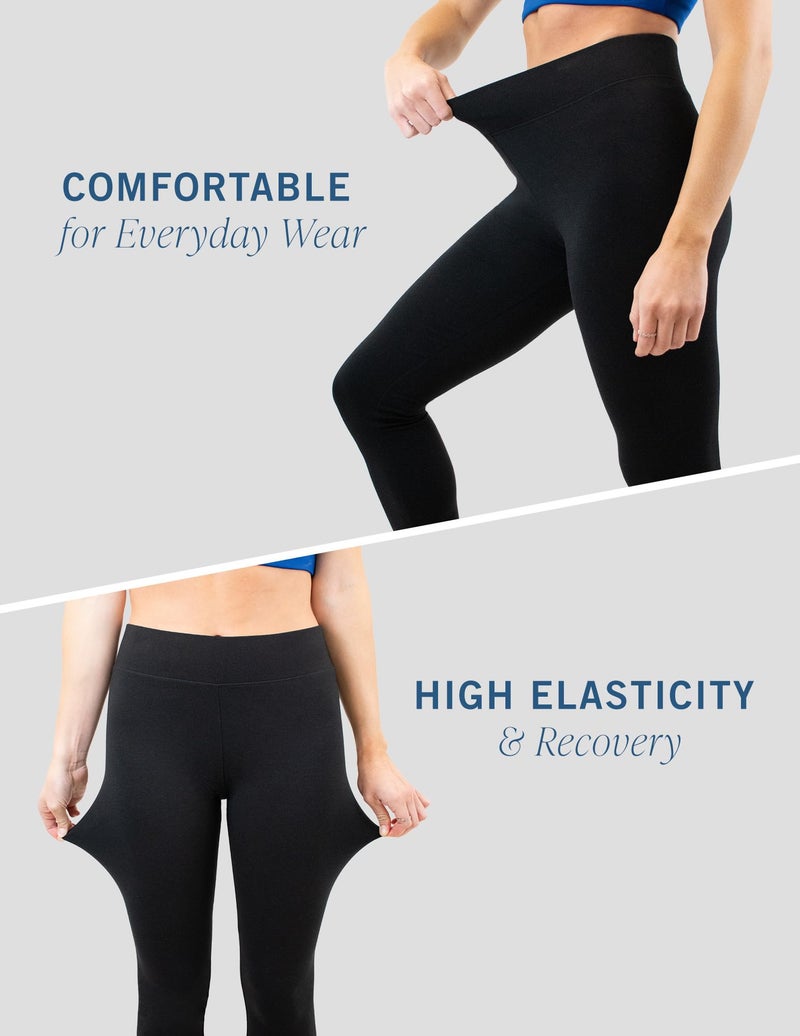 HUE Women's Ultra Soft Cotton Leggings with Wide Waistband, Full and Capri Length, Graphite Heather, Small - Image 5