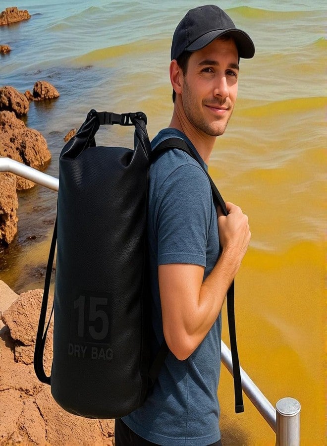 Divik Premium Dry Bag Waterproof 10L 15L & 20L - Roll Top Floating Dry Sack Backpack for Kayaking, Rafting, Camping, Beach, Fishing & Outdoor Travel Gear (1Pcs) (15L) - Image 2