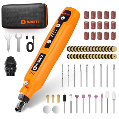 HARDELL Cordless Rotary Tool 3.7V with Universal Chuck, 5-Speed Mini Rotary Tool Kit with 71 Accessories, USB Charging, Multi-Purpose DIY Craft Tool for Sanding, Polishing, Drilling, Engraving(Orange) - Image 1