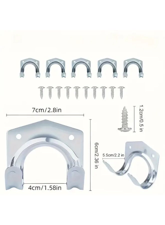 Silvery 12Pcs Heavy Duty Metal Wall Mounted Tool Rack With Hooks - Image 4