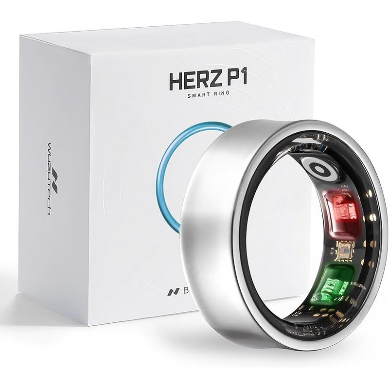 WuzuTech Herz P1 Smart Ring for Women u0026 Men - (Size 6) 24/7 Health Metrics Fitness Ring, Tracks 20+ Biometrics, 6 Day Battery Life, Waterproof Stainless Steel, Free APP for iOS Android, No Subscription - Image 1