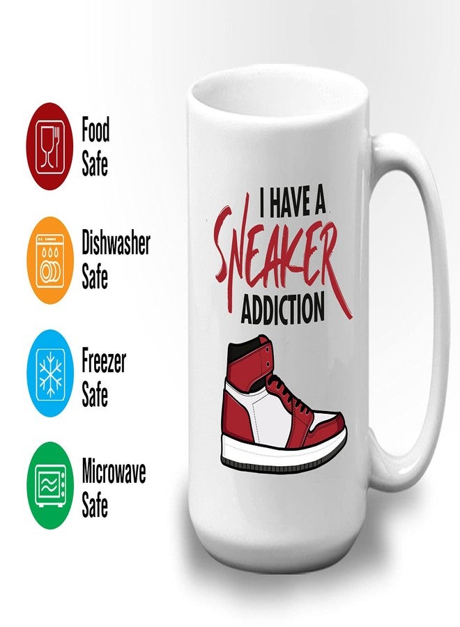 Bubble Hugs Sneaker Lover Coffee Mug - I Have A Sneaker Addict - Collector Shoes Footwear Sport Casual Skate Pop Culture 15oz White - Image 3