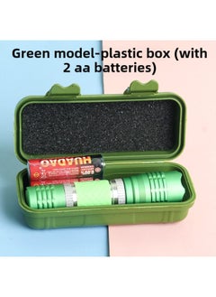 Dry Battery Flashlight Reading Student Dormitory Special Strong Light Super Bright Children's Eye Protection Small Flashlight-Product Specifications:Green 8829 Green-plastic Box (2 Batteries Included)