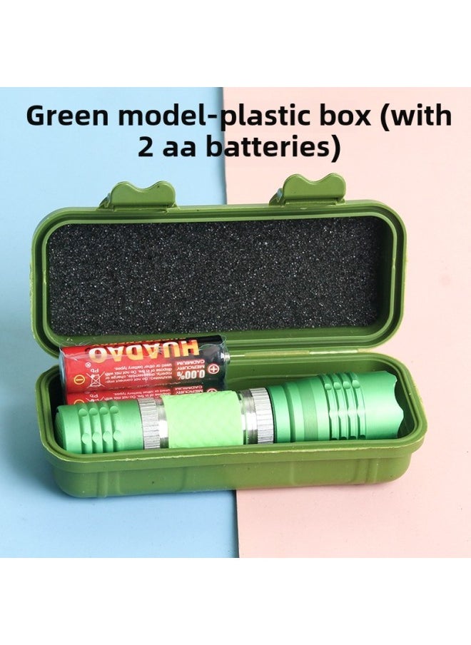 Generic - Dry Battery Flashlight Reading Student Dormitory Special Strong Light Super Bright Children's Eye Protection Small Flashlight-Product Specifications:Green 8829 Green-plastic Box (2 Batteries Included) - Image 1