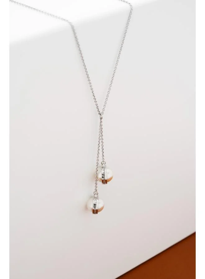 كارين ميلين Logo Pearl Double Drop Necklace