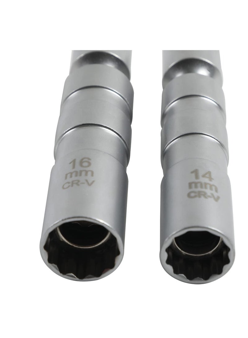 Generic 14mm&16mm （9/16"&5/8"） Magnetic Swivel Spark Plug Socket,Thin Wall 12 Points 3/8" Drive Spark Plug Socket,Car Tools,Magnetic Rotating,360-Degree Swivel,Suitable for Most Motorcycle,Car,SUV  - Image 2