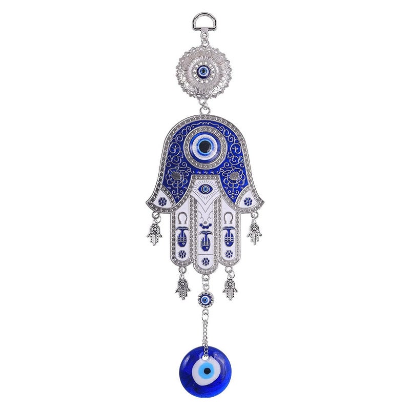 Bukela Blue Evil Eye Hand Hanging Amulet | Protection and Good Luck Charm Decoration for Home Office Car, Home and Office for Protection - Image 1