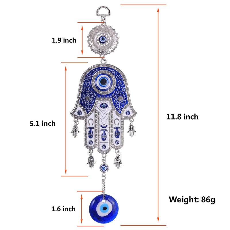 Bukela Blue Evil Eye Hand Hanging Amulet | Protection and Good Luck Charm Decoration for Home Office Car, Home and Office for Protection - Image 4