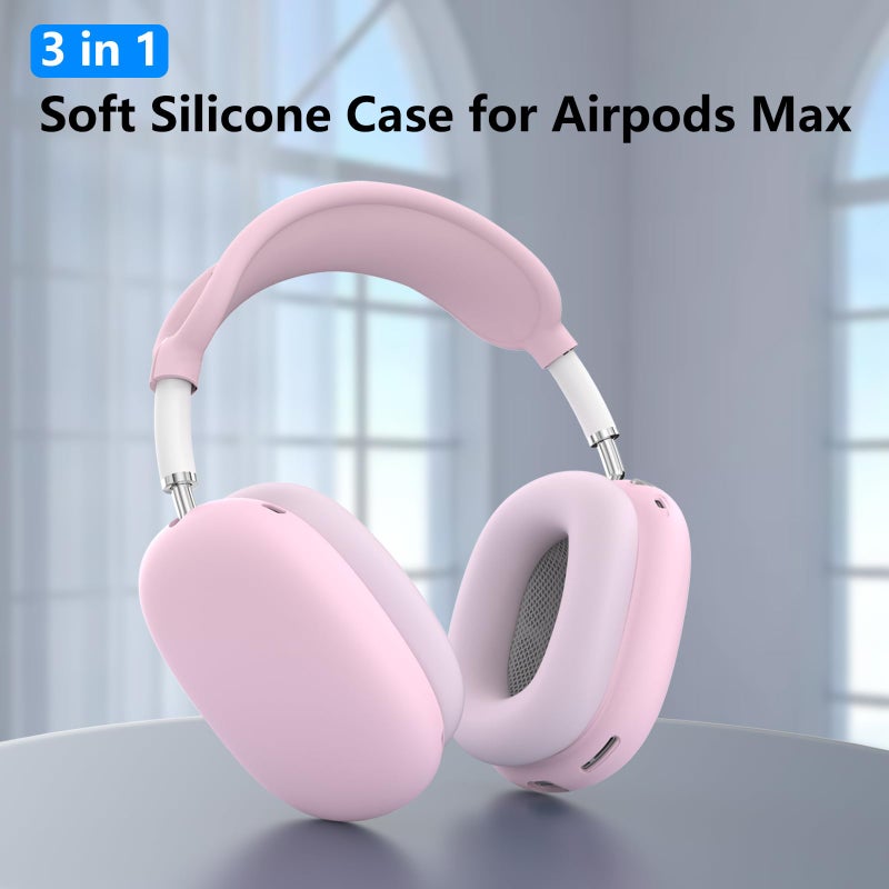 Polislime Silicone Case Cover for AirPods Max, Ear Pad Case Cover/Ear Cups Cover/Headband Cover for AirPod Max Headphones, Accessories Soft Silicone Protector for Apple AirPods Max New USB-C (2024) (Pink) - Image 2
