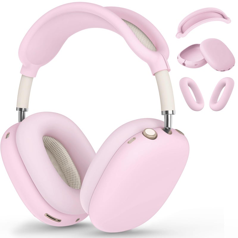 Polislime Silicone Case Cover for AirPods Max, Ear Pad Case Cover/Ear Cups Cover/Headband Cover for AirPod Max Headphones, Accessories Soft Silicone Protector for Apple AirPods Max New USB-C (2024) (Pink) - Image 1