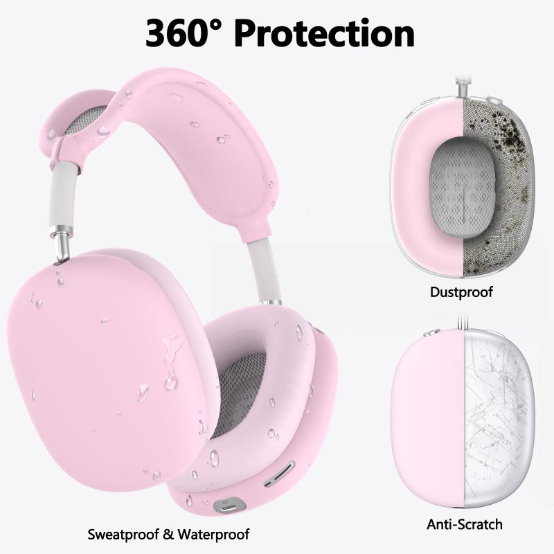 Polislime Silicone Case Cover for AirPods Max, Ear Pad Case Cover/Ear Cups Cover/Headband Cover for AirPod Max Headphones, Accessories Soft Silicone Protector for Apple AirPods Max New USB-C (2024) (Pink) - Image 4