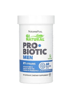 Natures Plus NaturesPlus, GI Natural, Probiotic Men, 60 Billion CFU, 30 Capsules  - Image 1