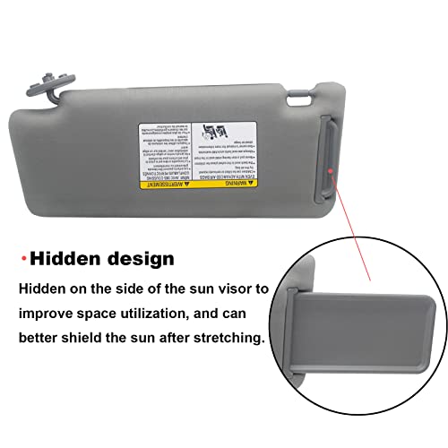 NHILES Left Driver & Right Passenger Side Sun Visors Compatible with Toyota Tacoma 2005-2012 Without Light #74320-04181-B1 74320-04180-B1 74320-04181-B1 74320-04180-B0 Grey - Image 4