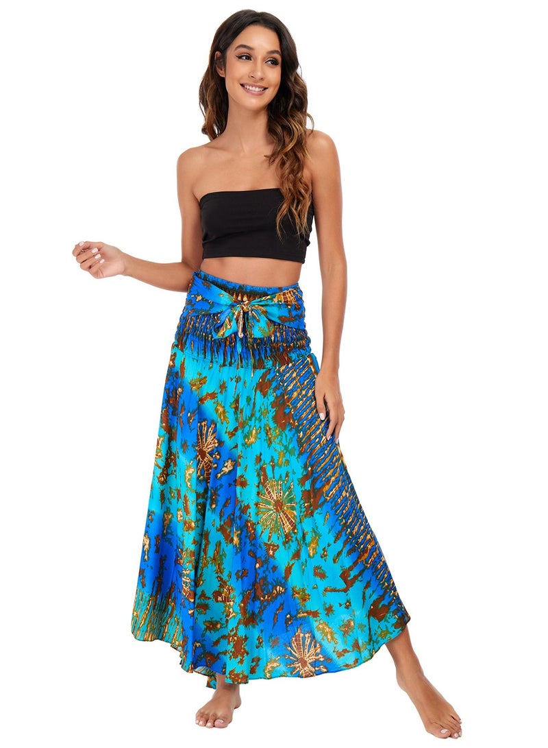 Loquat Casual Dress Half Skirt Beach Vacation Skirt Two Dresses Full Skirt Green  - Image 2