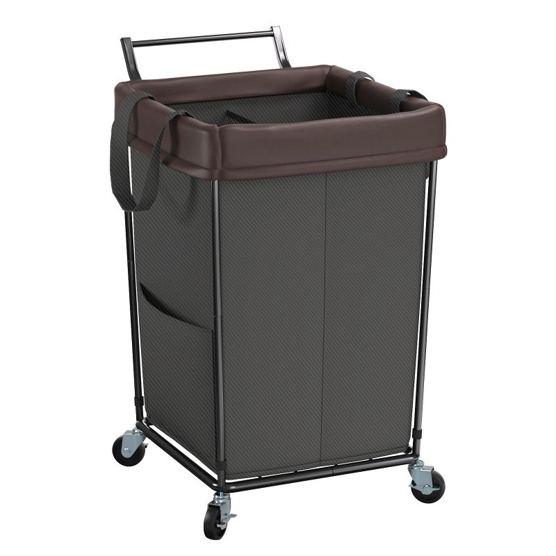 Mefirt 160L Laundry Hamper with Wheels and Handle, 2 Section Large Rolling Laundry Basket Bag with Wheels, Clothes Hamper Cart for Laundry, Bedroom, Bathroom and Dorm - Image 1