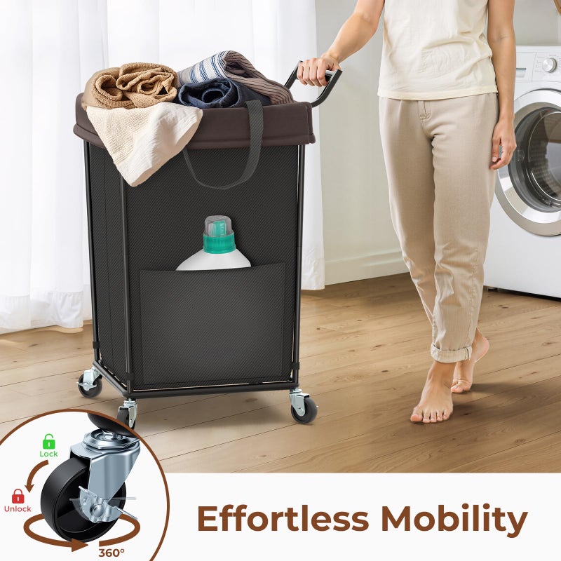 Mefirt 160L Laundry Hamper with Wheels and Handle, 2 Section Large Rolling Laundry Basket Bag with Wheels, Clothes Hamper Cart for Laundry, Bedroom, Bathroom and Dorm - Image 4
