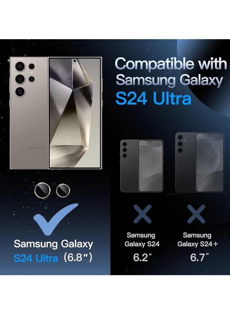 DUSALA Camera Lens Protector for Samsung Galaxy S24 Ultra 5G, 9H Tempered Glass Metal Individual Ring Cover, Easy Installation Tray, HD Clear, 1 Set (Titanium Gray) - Image 2