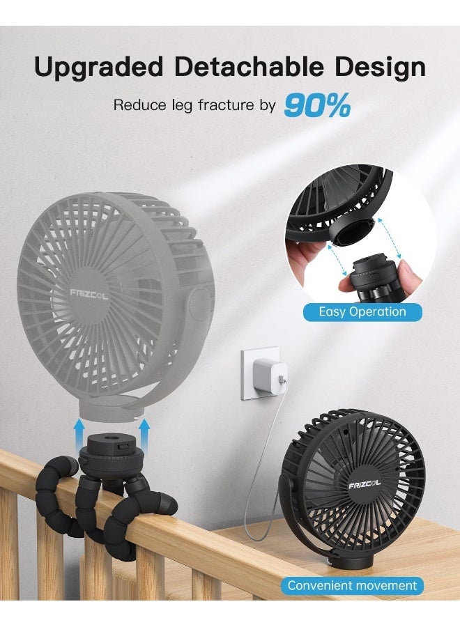 FRIZCOL Portable Stroller Fan, Use As Power Bank, 65H 12000mAh Battery Operated Fan Flexible Tripod Baby Car Seat Fans with Timming, Personal Mini Handheld/Desk/Small Clip On Fans For Stroller - Image 4