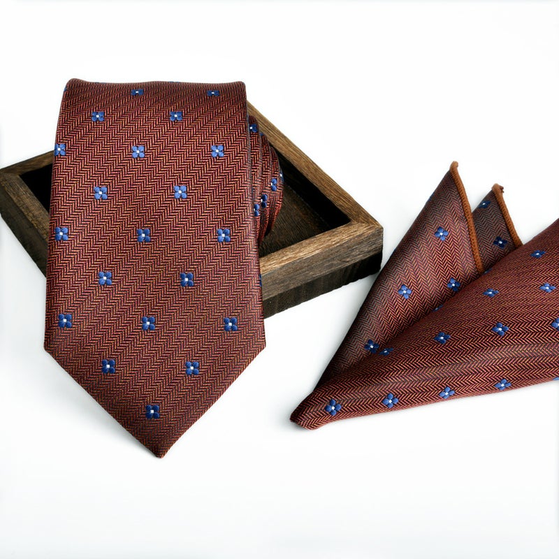 Tie Square Scarf 2-Piece Set Men'S Formal Wear Professional Business Jacquard 8Cm New - Image 1