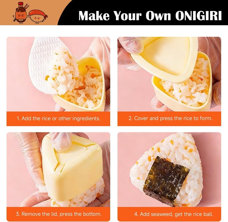 SmileTools Onigiri Mold, Musubi Press Mold, Triangle Rice Ball Mold Kit, Spam Musubi Mold Kit for Home DIY Sushi and Bento - Image 2