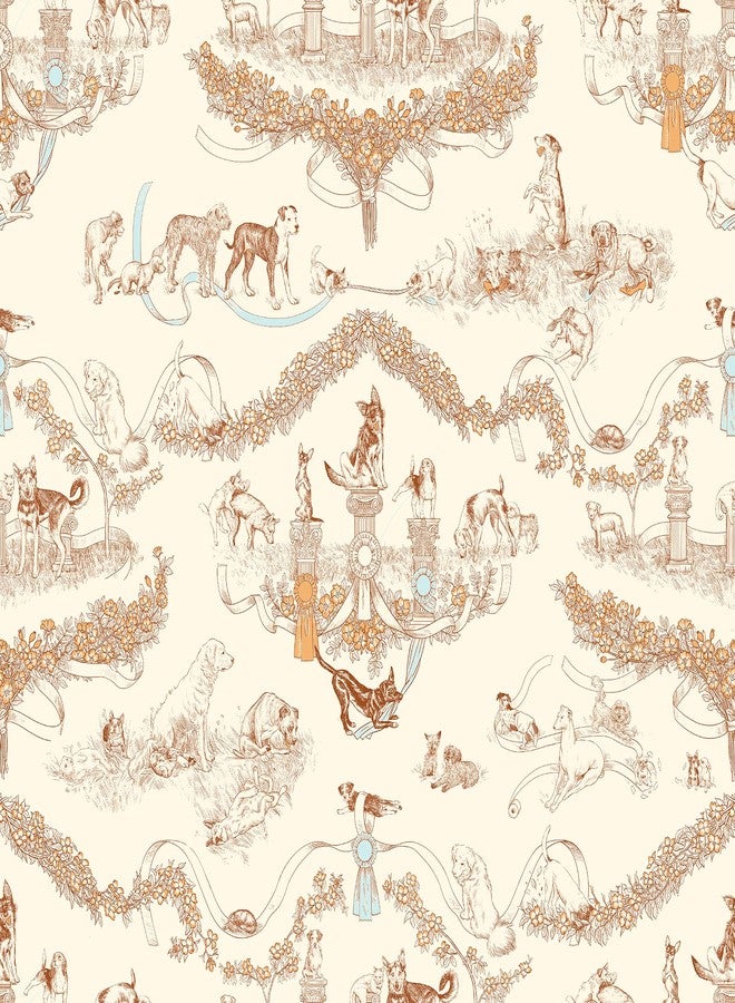 NuWallpaper x Rachel Antonoff Orange Worst in Show Peel and Stick Wallpaper, RAS6259 - Image 1