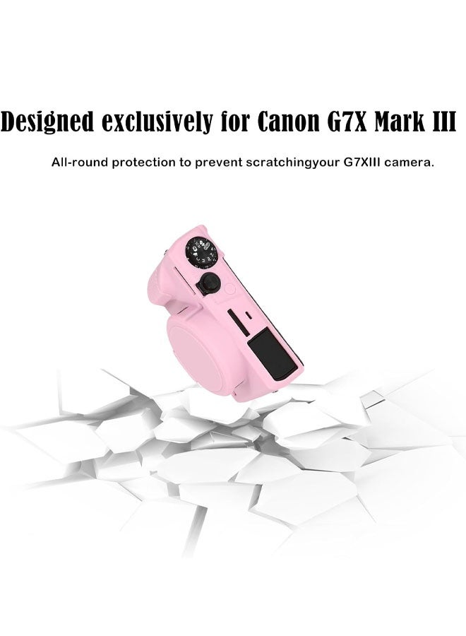 جراب سيليكون G7XIII، جراب سيليكون ناعم لكاميرا كانون باور شوت G7X مارك III الرقمية، ملحقات G7X مارك III مع غطاء عدسة قابل للفصل (وردي) - Image 2