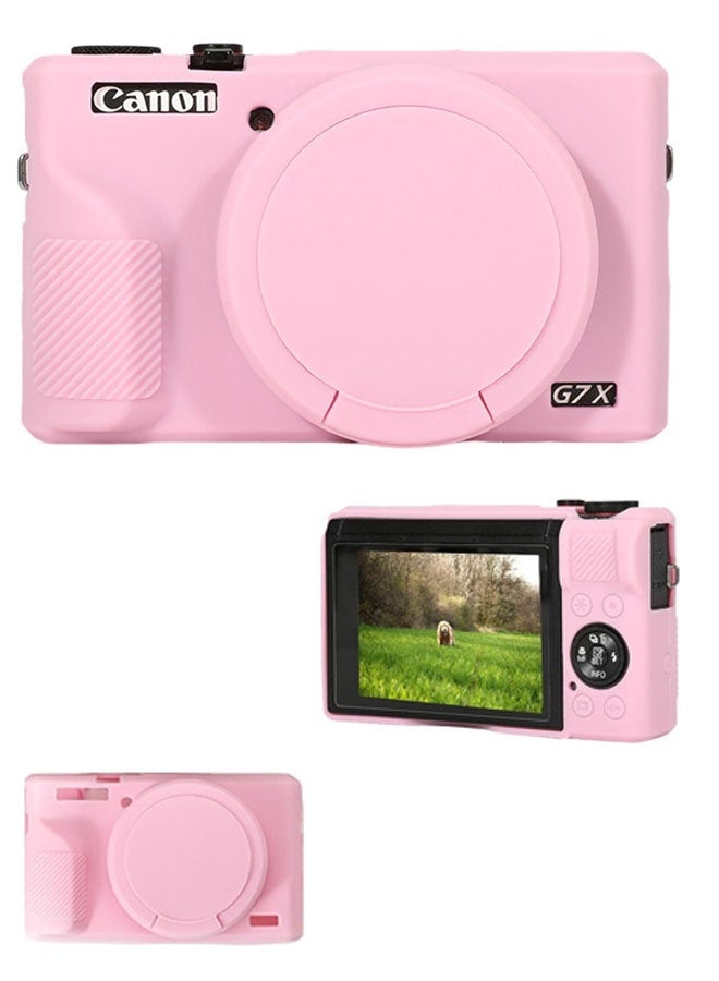 جراب سيليكون G7XIII، جراب سيليكون ناعم لكاميرا كانون باور شوت G7X مارك III الرقمية، ملحقات G7X مارك III مع غطاء عدسة قابل للفصل (وردي) - Image 1