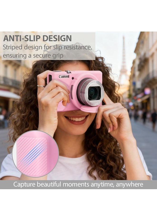 جراب سيليكون G7XIII، جراب سيليكون ناعم لكاميرا كانون باور شوت G7X مارك III الرقمية، ملحقات G7X مارك III مع غطاء عدسة قابل للفصل (وردي) - Image 4