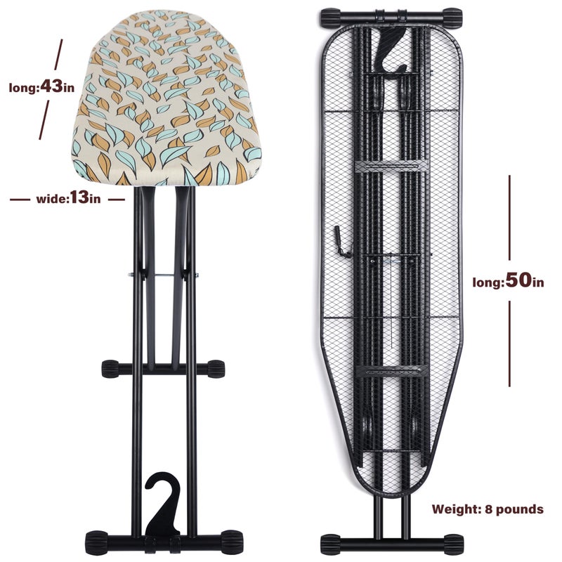 veiox Ironing Board with Heat Resistant Cover,Foldable Full Size Iron Board,Heavy Sturdy Legs,Height Adjustable,Wall Mount & Closet Hanger (13x43) - Image 2