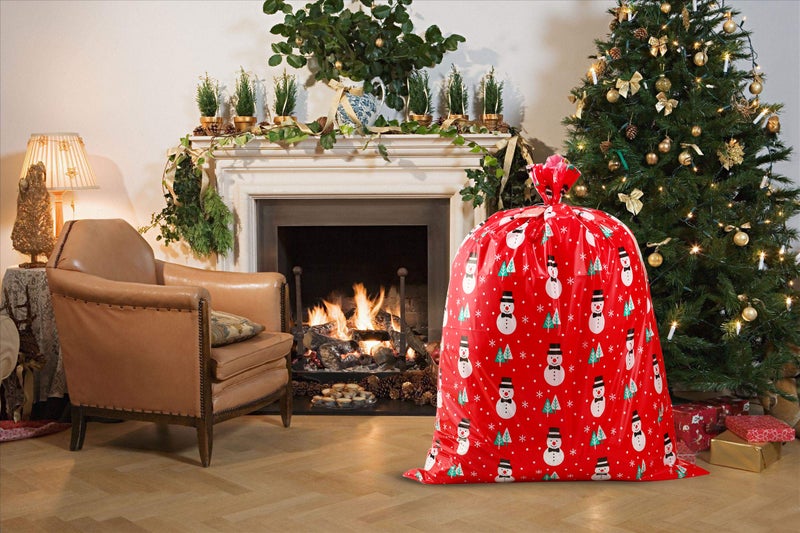CCINEE Giant Christmas Plastic Gift Bag  1 PC Christmas Red Snowman Plastic Celebration Gift Bag Jumbo Gift Bag(36""x44"") with Tag Card for Large Gifts - Image 5