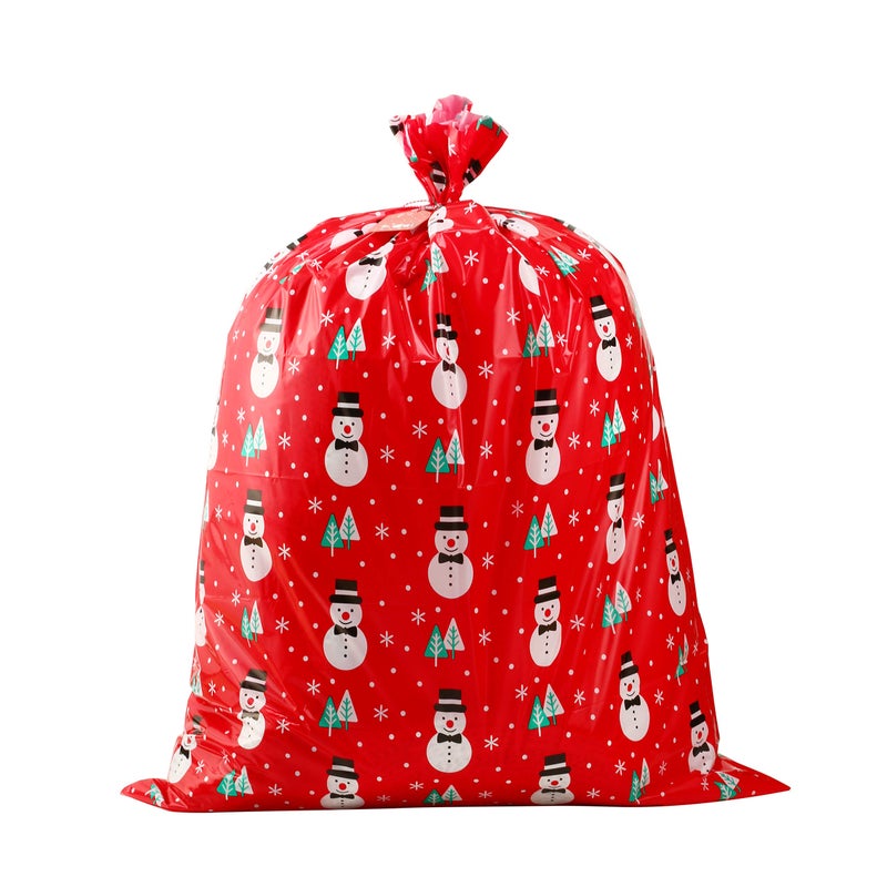 CCINEE Giant Christmas Plastic Gift Bag  1 PC Christmas Red Snowman Plastic Celebration Gift Bag Jumbo Gift Bag(36""x44"") with Tag Card for Large Gifts - Image 1