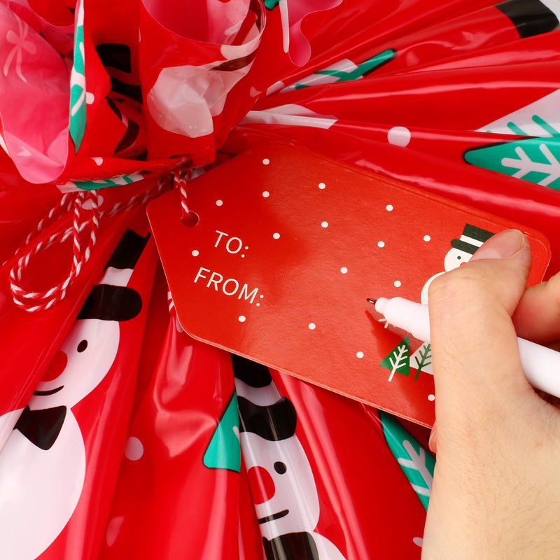 CCINEE Giant Christmas Plastic Gift Bag  1 PC Christmas Red Snowman Plastic Celebration Gift Bag Jumbo Gift Bag(36""x44"") with Tag Card for Large Gifts - Image 2