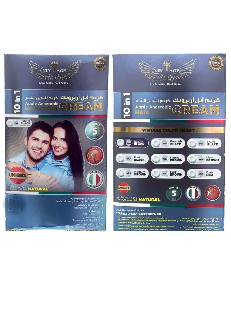 vintage Hair Color Cream 10 in 1 Natural Black - Image 1