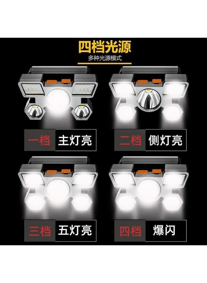 مصباح أمامي فائق السطوع، مصباح رأس LED قابل لإعادة الشحن عبر USB، مصباح أمامي مقاوم للماء مع 4 أوضاع وعصابة رأس قابلة للتعديل، ضوء قبعة صلبة مثالي للتخييم والمشي لمسافات طويلة - Image 3