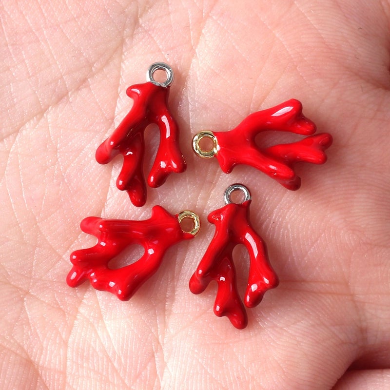 Simple Alloy Drip Paint Ocean Coral Pendant DIY Necklace Bracelet Jewelry Accessories Handmade Crafts Decorations Randomly mixed 