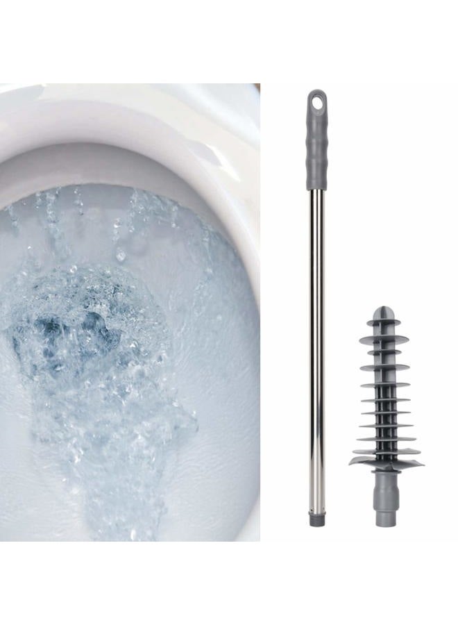 Haofy Toilet Plunger Long Handle Toilet Dredge Bathroom Blockage Unblocker Flexible Head Clog Remover Dredge Tool, Stainless Steel Handle with Wall Hook - Image 4