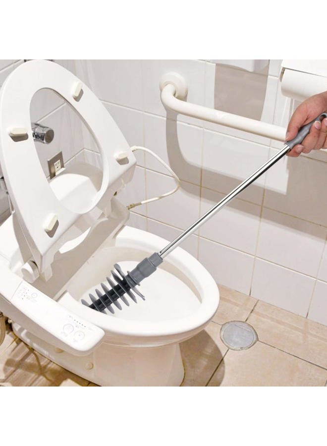 Haofy Toilet Plunger Long Handle Toilet Dredge Bathroom Blockage Unblocker Flexible Head Clog Remover Dredge Tool, Stainless Steel Handle with Wall Hook - Image 2