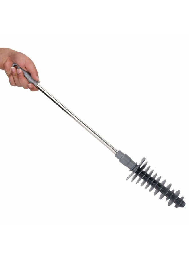 Haofy Toilet Plunger Long Handle Toilet Dredge Bathroom Blockage Unblocker Flexible Head Clog Remover Dredge Tool, Stainless Steel Handle with Wall Hook - Image 1