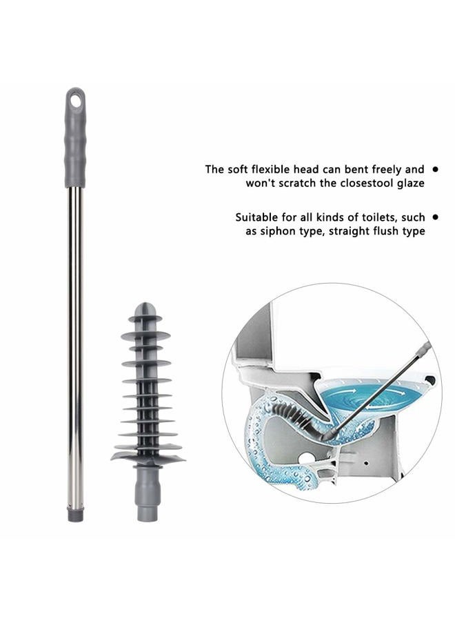 Haofy Toilet Plunger Long Handle Toilet Dredge Bathroom Blockage Unblocker Flexible Head Clog Remover Dredge Tool, Stainless Steel Handle with Wall Hook - Image 3
