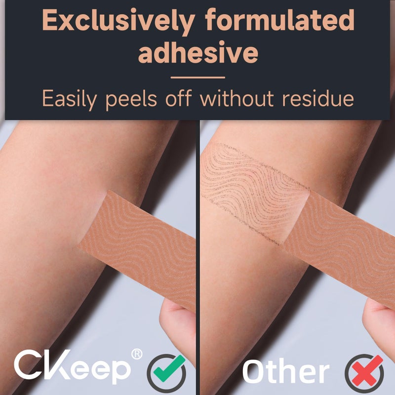 CKeep Kinesiology Tape, Uncut 2 Rolls, Original Cotton Elastic Premium Athletic Tape,Latex Free Hypoallergenic, 2inch x 16ft, Begie - Image 3