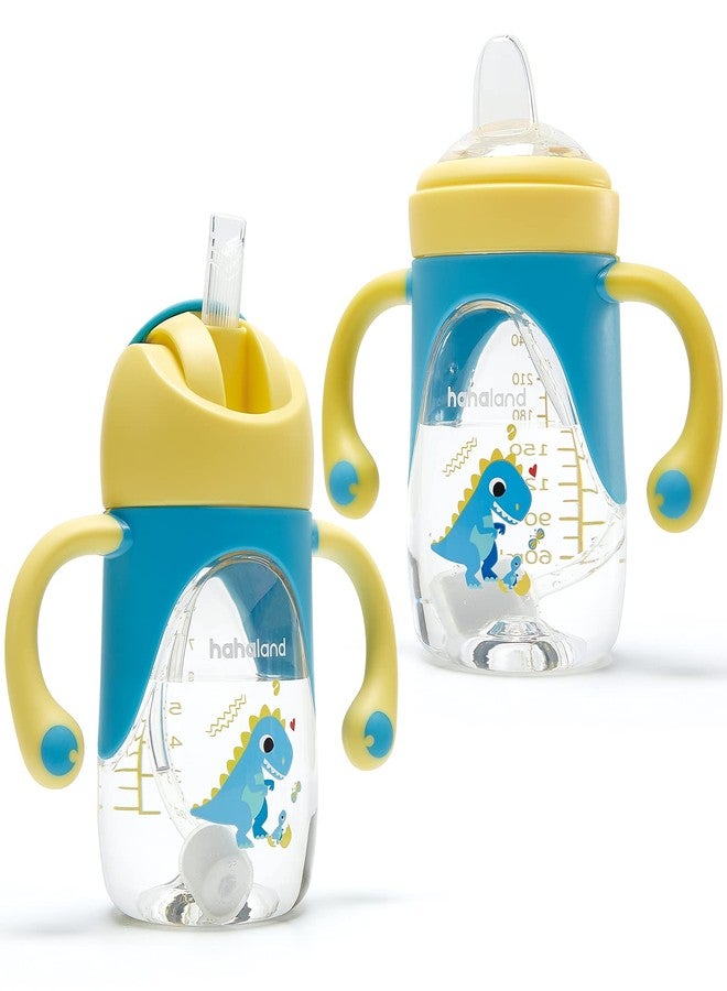 hahaland Sippy Cup for 6+ Month Old - 2 in 1 Spout & Straw Sippy Cups for Toddlers 1-3 No Spill Transition Weighted Straw Toddler Cups - 1 Cup with 2 Nipples - Image 1