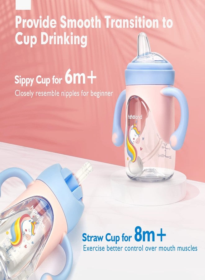 hahaland Sippy Cup for 6+ Month Old - 2 in 1 Spout & Straw Sippy Cups for Toddlers 1-3 No Spill Transition Weighted Straw Toddler Cups - 1 Cup with 2 Nipples - Image 2