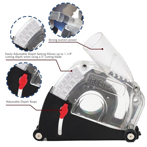 HERZO Dust Shroud Dust Extraction Cutting Guard for 5 inch and 4-1/2 inch Angle Grinder - Image 2