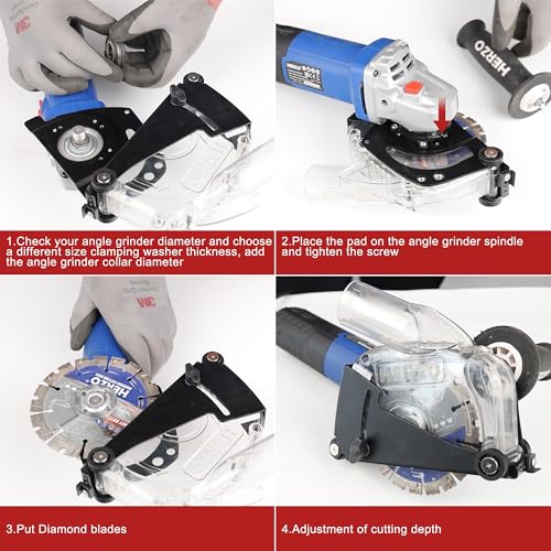 HERZO Dust Shroud Dust Extraction Cutting Guard for 5 inch and 4-1/2 inch Angle Grinder - Image 4