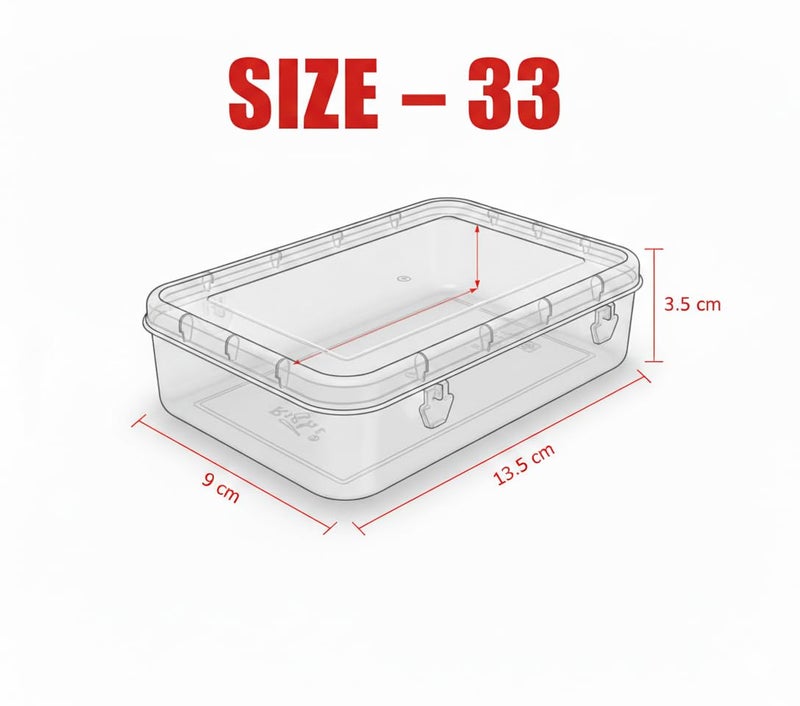 URBAA Small Storage Boxes container with Lock Lid, Jewellery Case Organiser(PUREPACK33-6) 200ml (Clear, 13 x 9 x 4 Cm) - Set of 6, Rectangular - Image 4