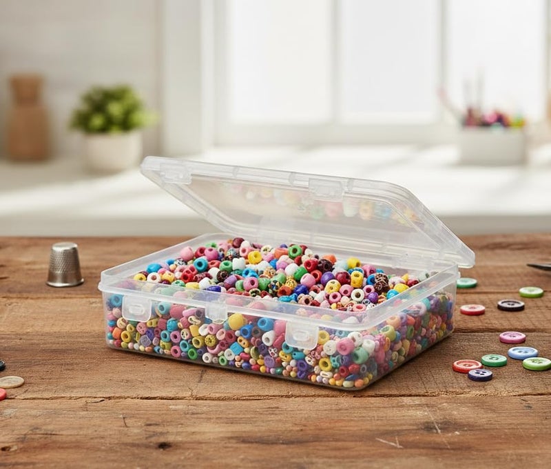 URBAA Small Storage Boxes container with Lock Lid, Jewellery Case Organiser(PUREPACK33-6) 200ml (Clear, 13 x 9 x 4 Cm) - Set of 6, Rectangular - Image 3